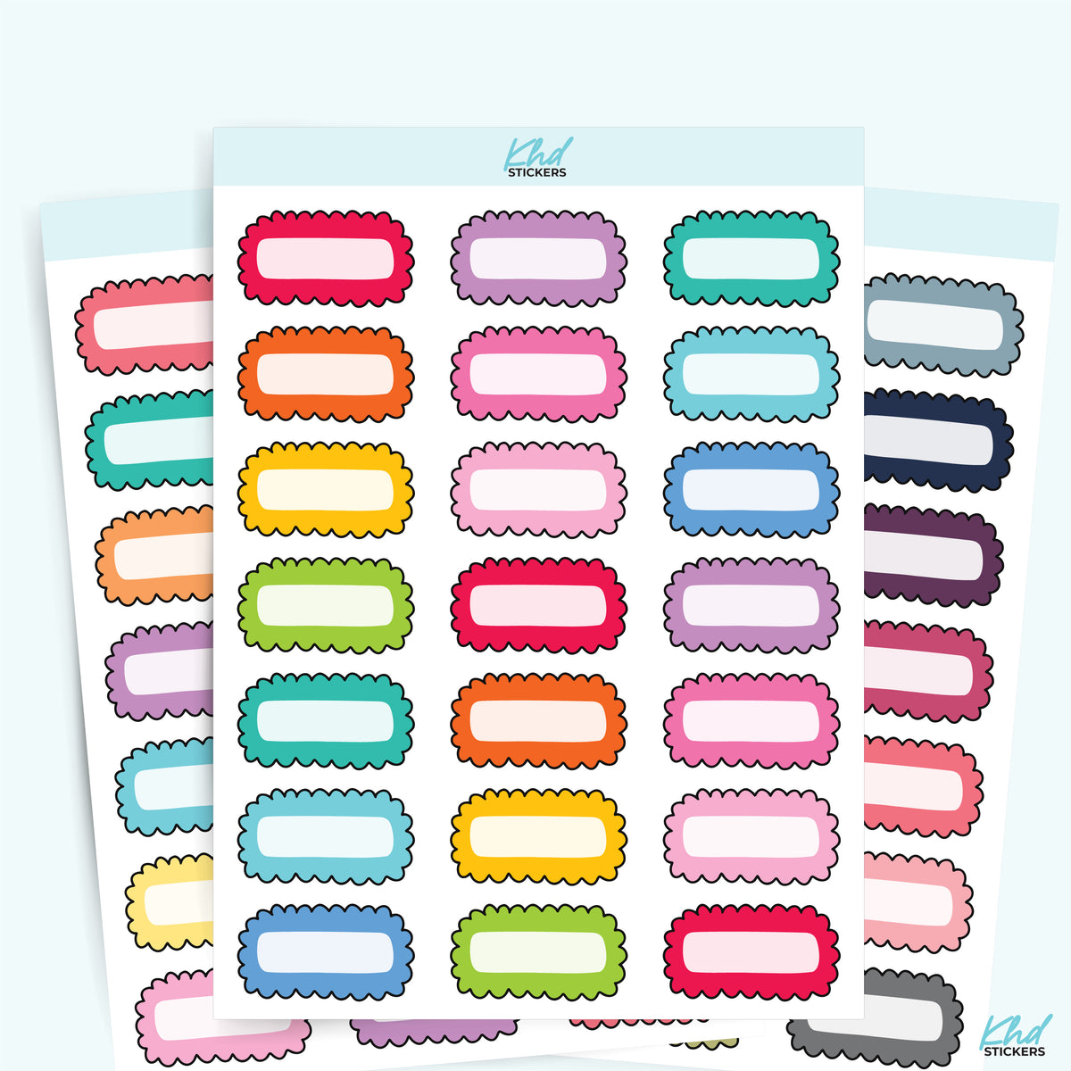 Doodle Scallop Boxes Functional Planner Stickers – KHDStickers