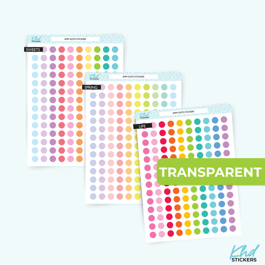 Clear Dot Planner Stickers – Transparent Circle Stickers for Planners Transparent / LIFE