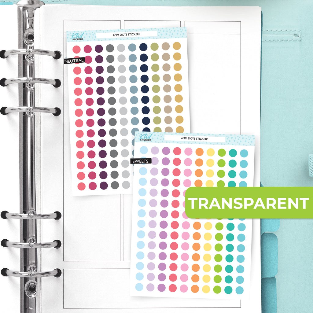 Clear Dot Planner Stickers – Transparent Circle Stickers for Planners Transparent / LIFE