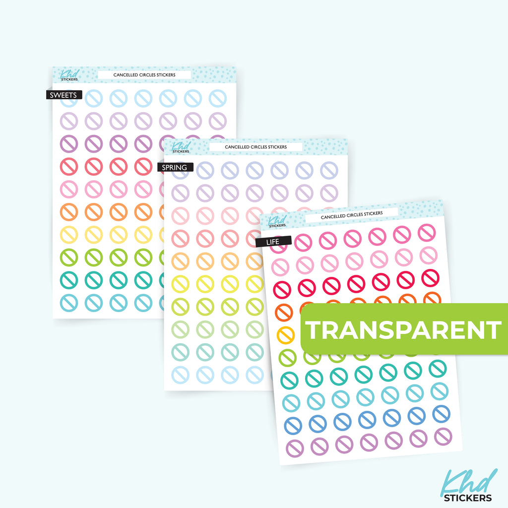 No Cancelled Transparent Planner Stickers – Clear 1cm Symbols LIFE