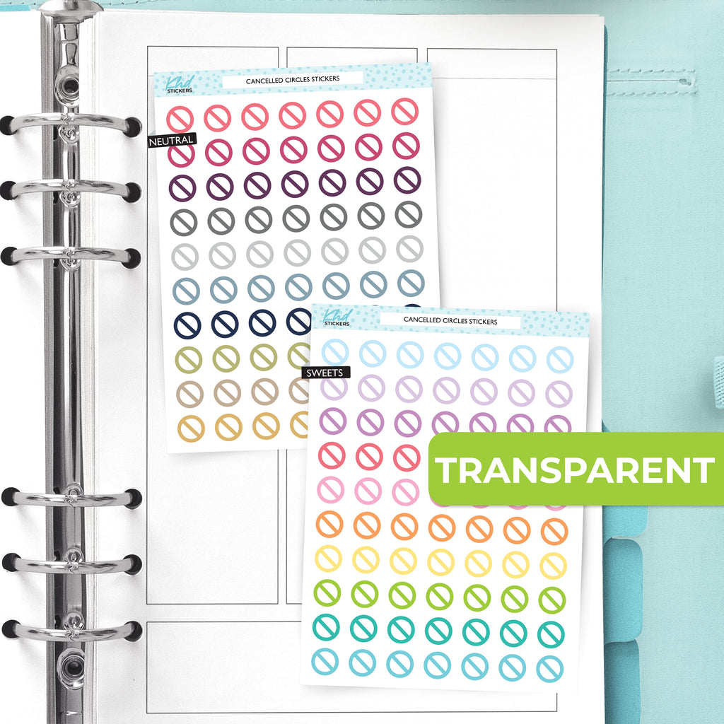 No Cancelled Transparent Planner Stickers – Clear 1cm Symbols LIFE