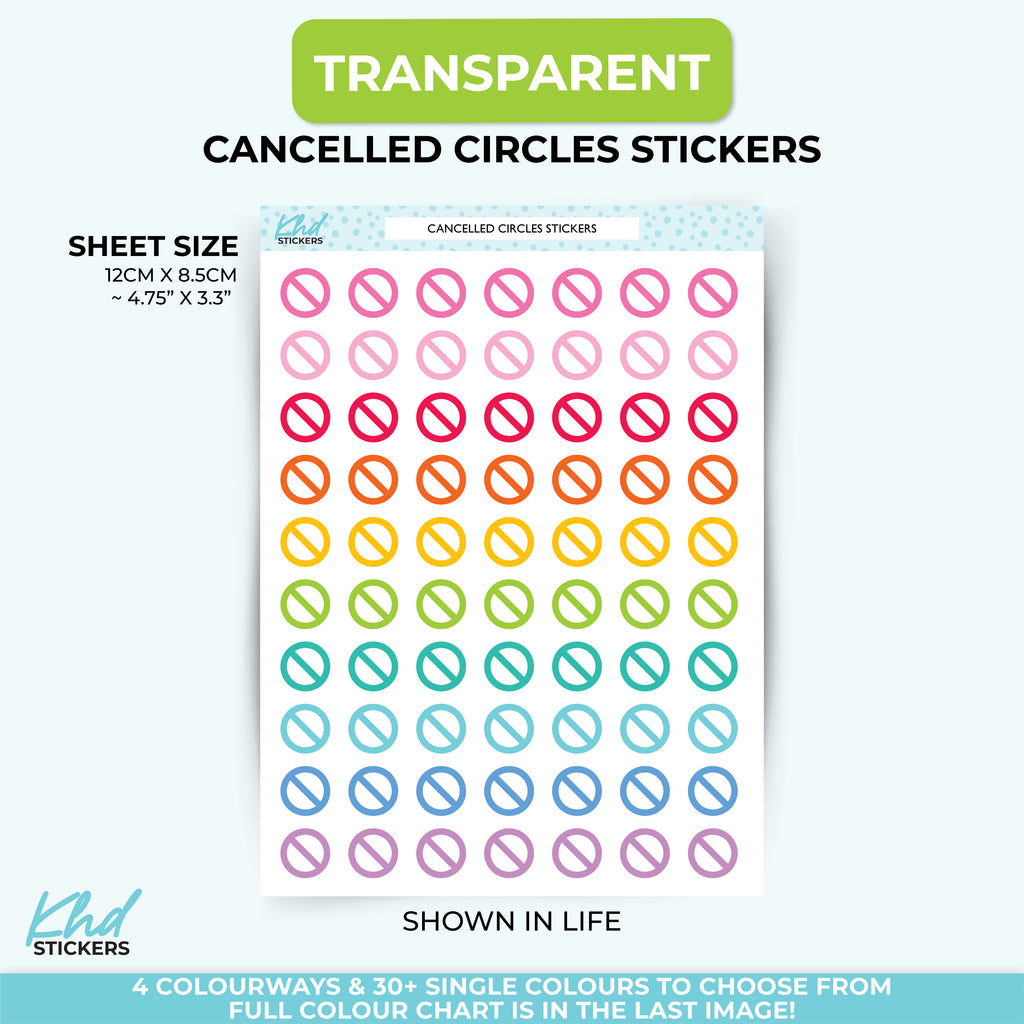No Cancelled Transparent Planner Stickers – Clear 1cm Symbols LIFE