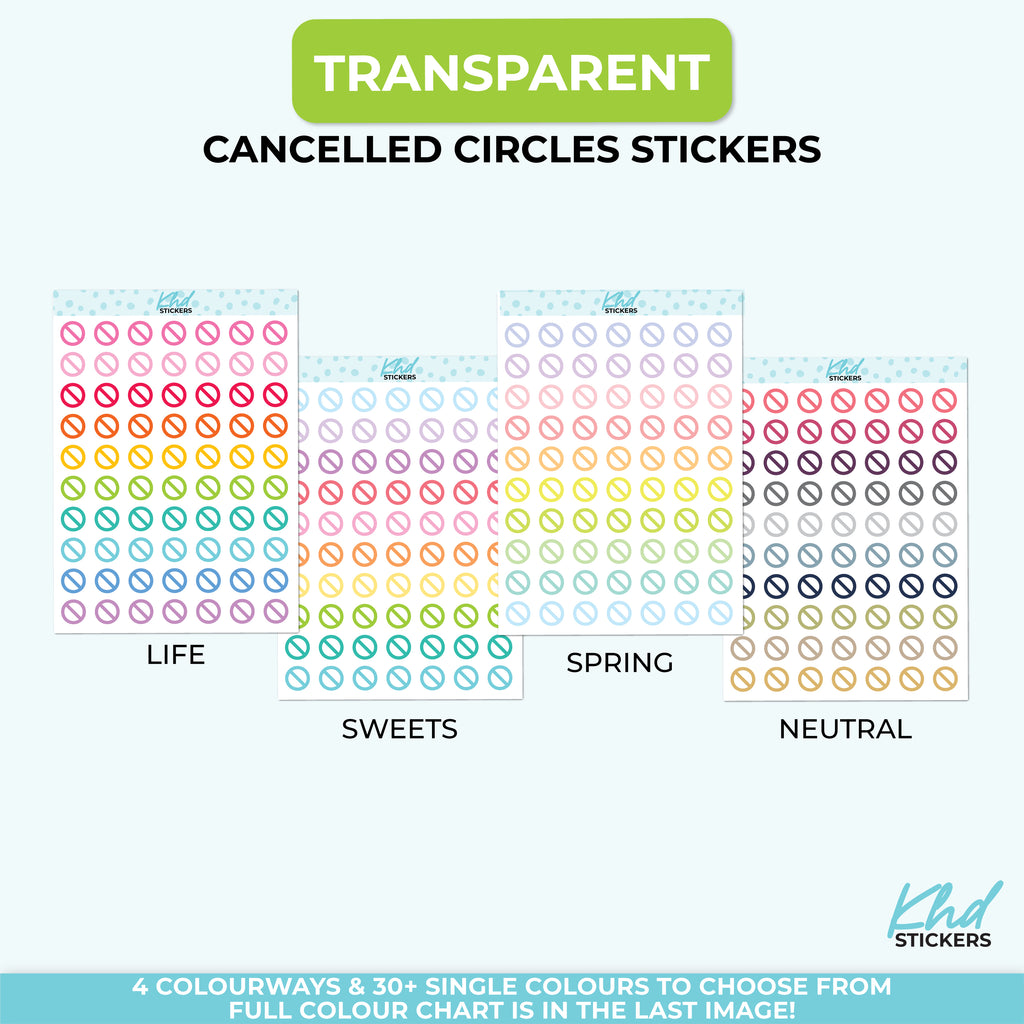 No Cancelled Transparent Planner Stickers – Clear 1cm Symbols LIFE