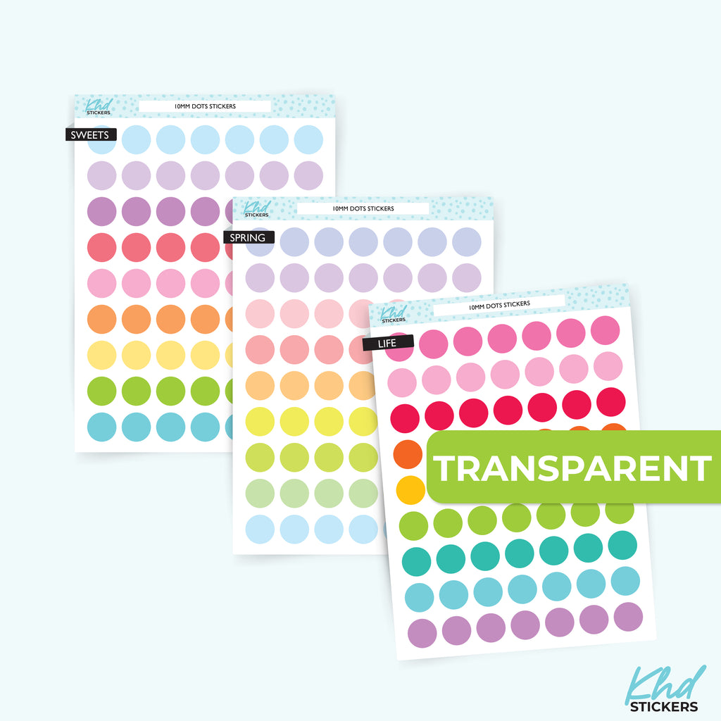 10mm Clear Dot Planner Stickers – Transparent Circle Stickers for Planners LIFE