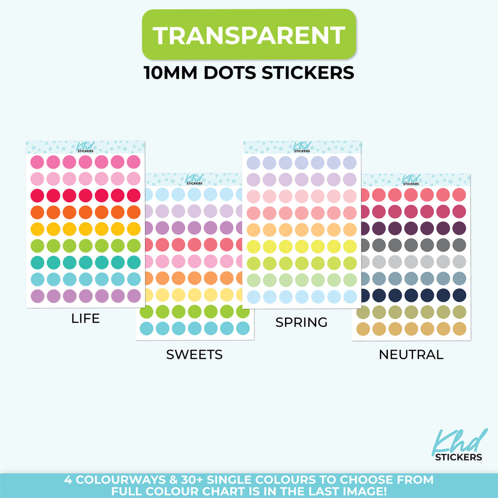 10mm Clear Dot Planner Stickers – Transparent Circle Stickers for Planners LIFE