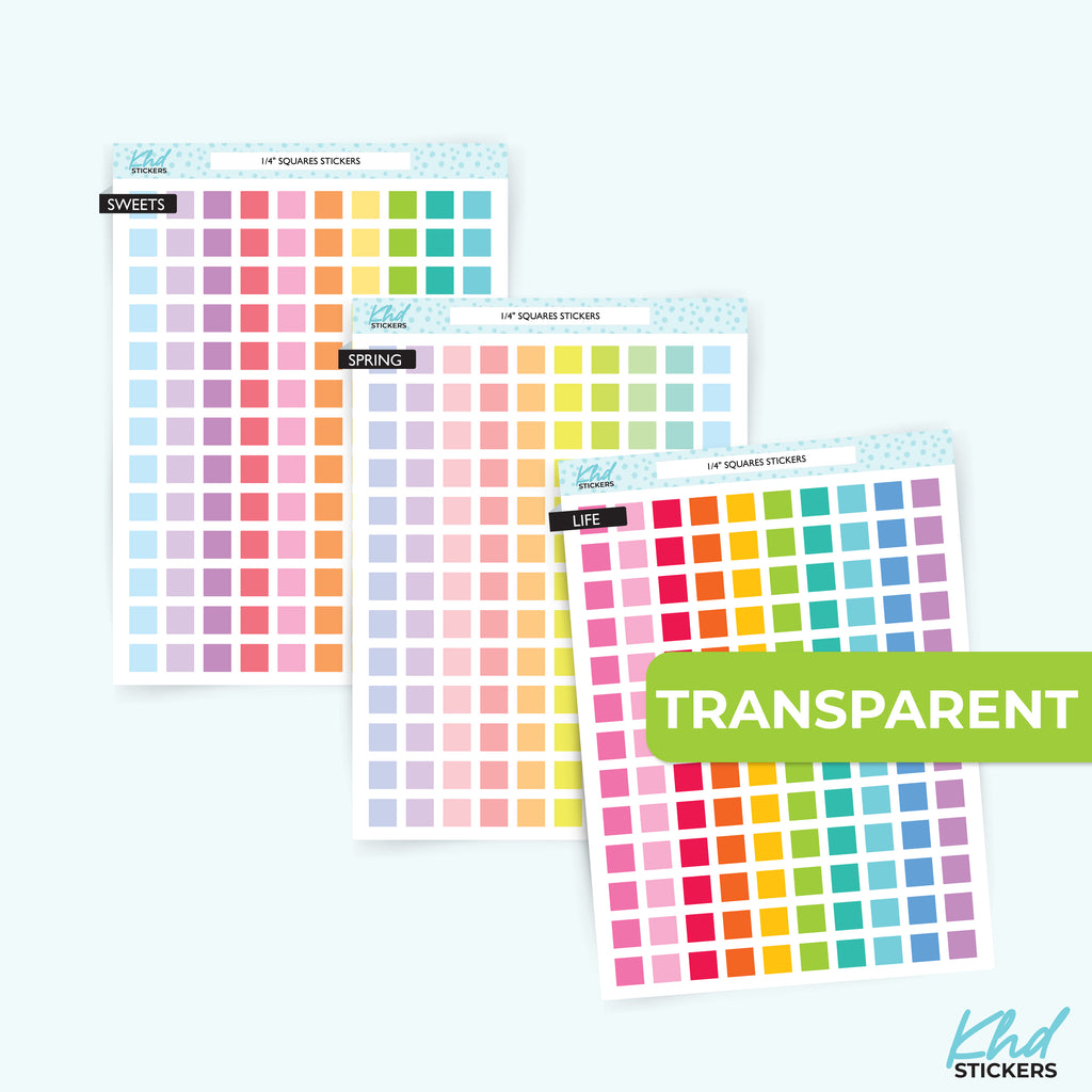 1/4" Squares Transparent Square Planner Stickers – Clear 6mm Squares LIFE