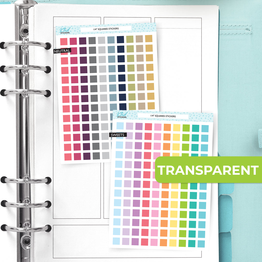 1/4" Squares Transparent Square Planner Stickers – Clear 6mm Squares LIFE