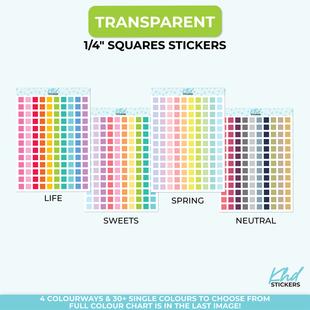 1/4" Squares Transparent Square Planner Stickers – Clear 6mm Squares LIFE