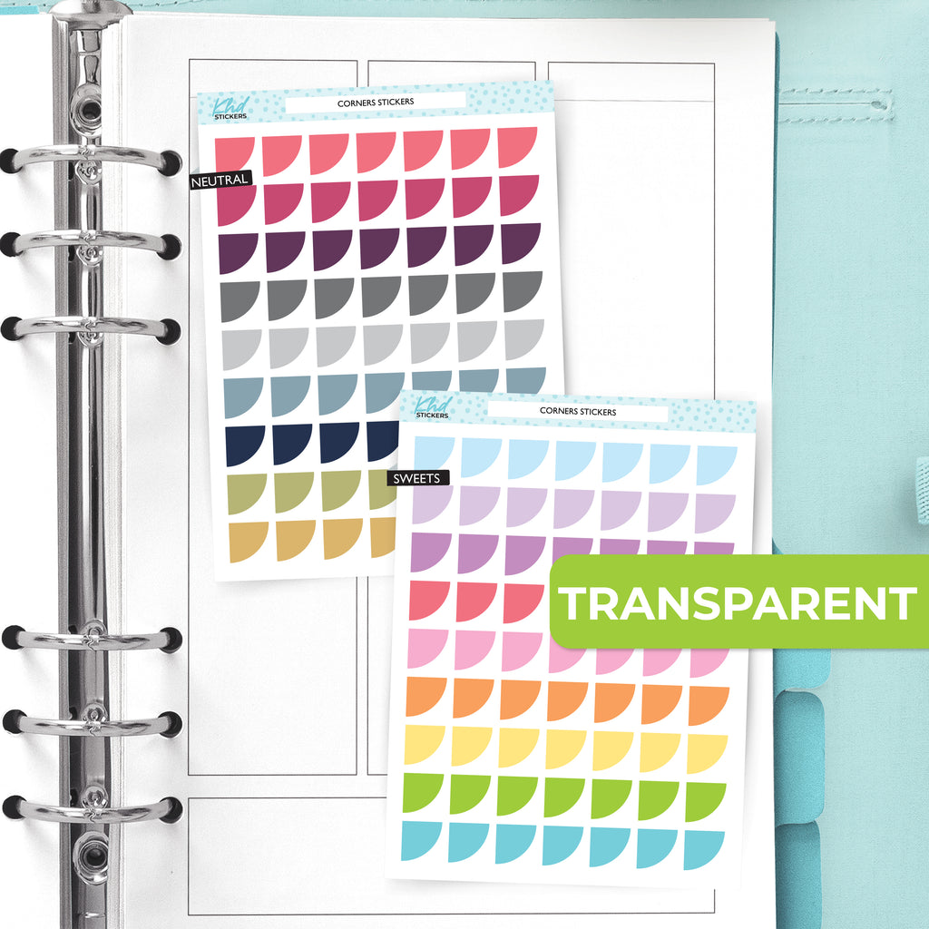 Clear Corner Stickers for Planners LIFE