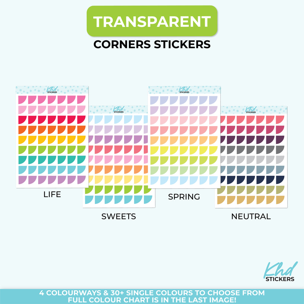 Clear Corner Stickers for Planners LIFE