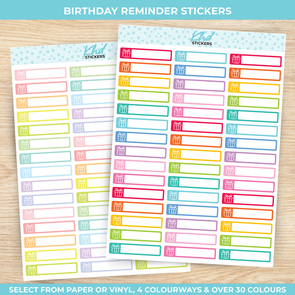 Birthday Reminders Stickers Vinyl - Removable