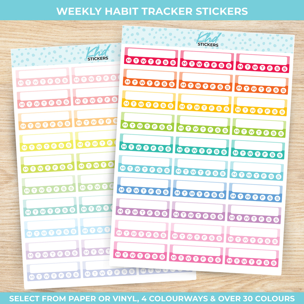 Weekly Habit Tracker Stickers Vinyl - Removable