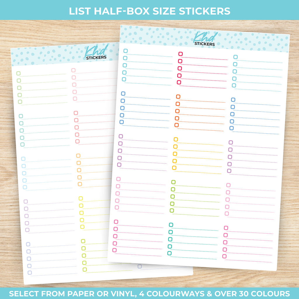 Checkbox List half-box size Stickers Vinyl - Removable