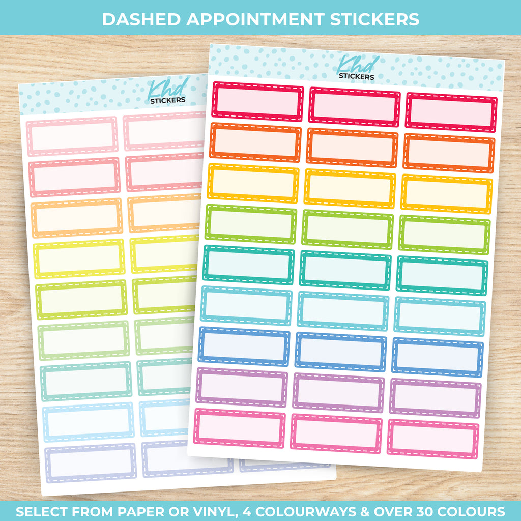 Shaded Dashed Appointment Stickers Vinyl - Removable