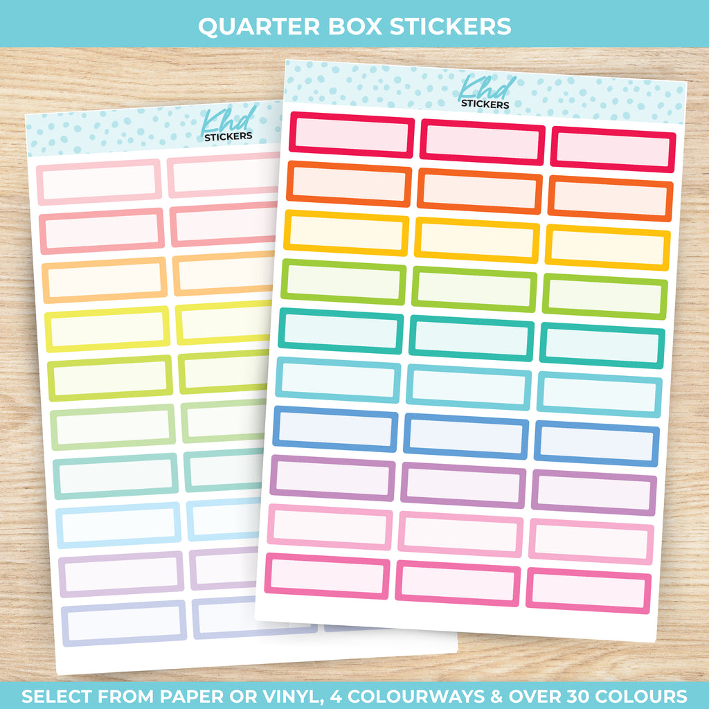 Quarter Box Stickers Vinyl - Removable