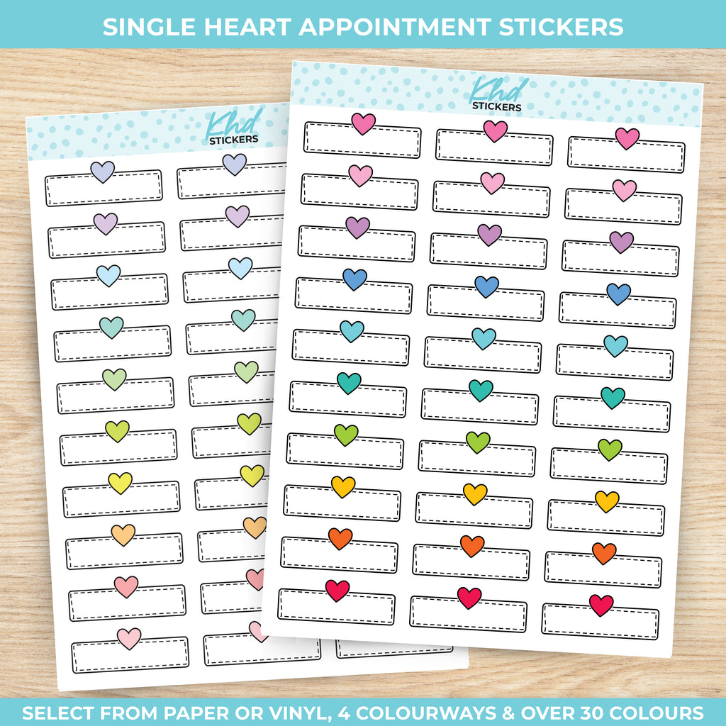 Single Hearts Appointment Stickers Vinyl - Removable