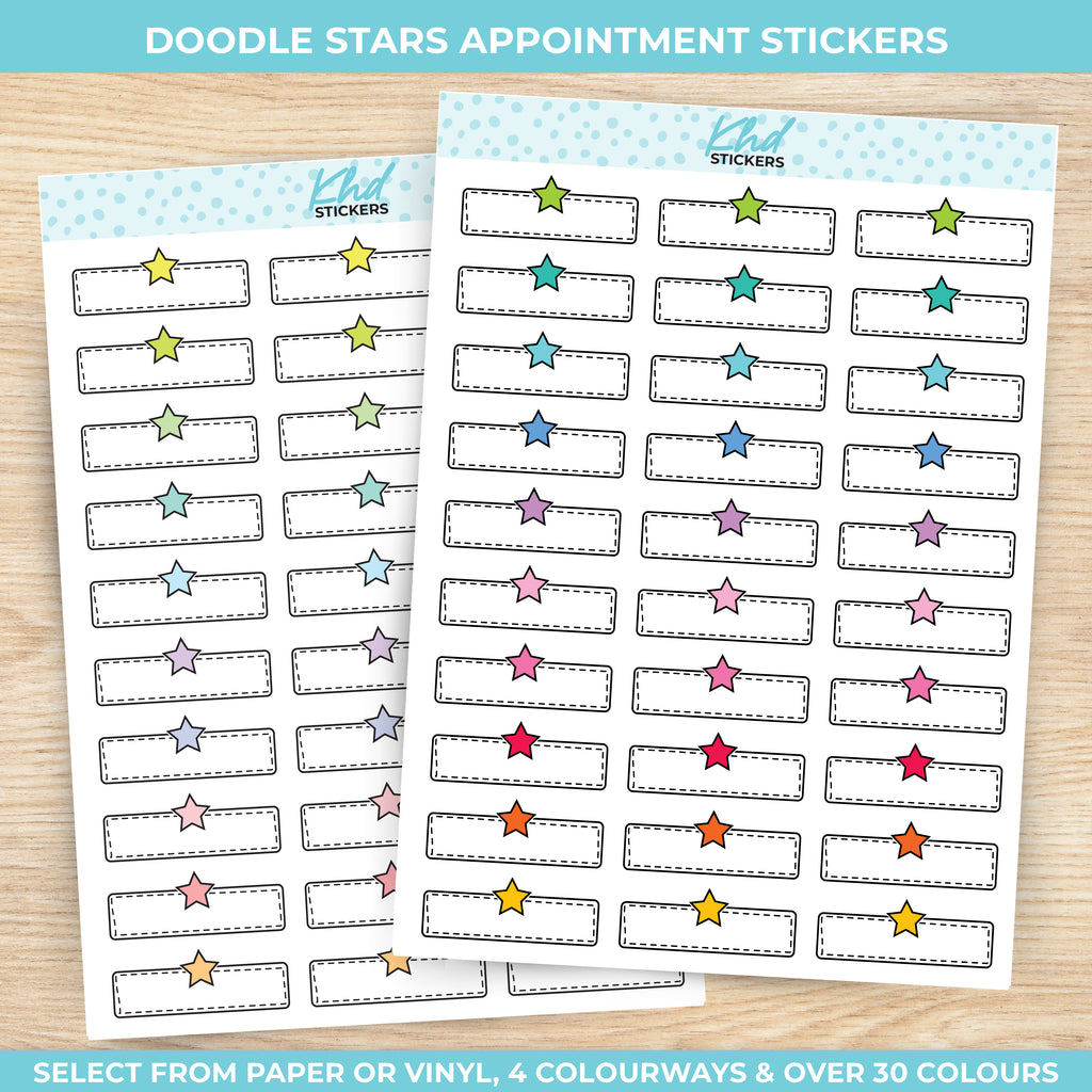 Doodle Stars Appointment Stickers Vinyl - Removable