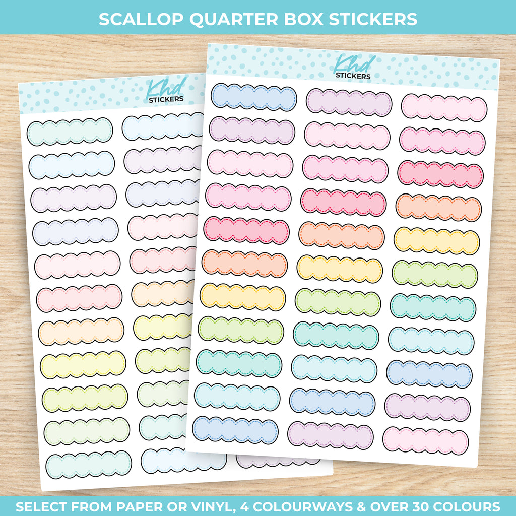 Scallop Quarter Box Appointment Stickers Vinyl - Removable