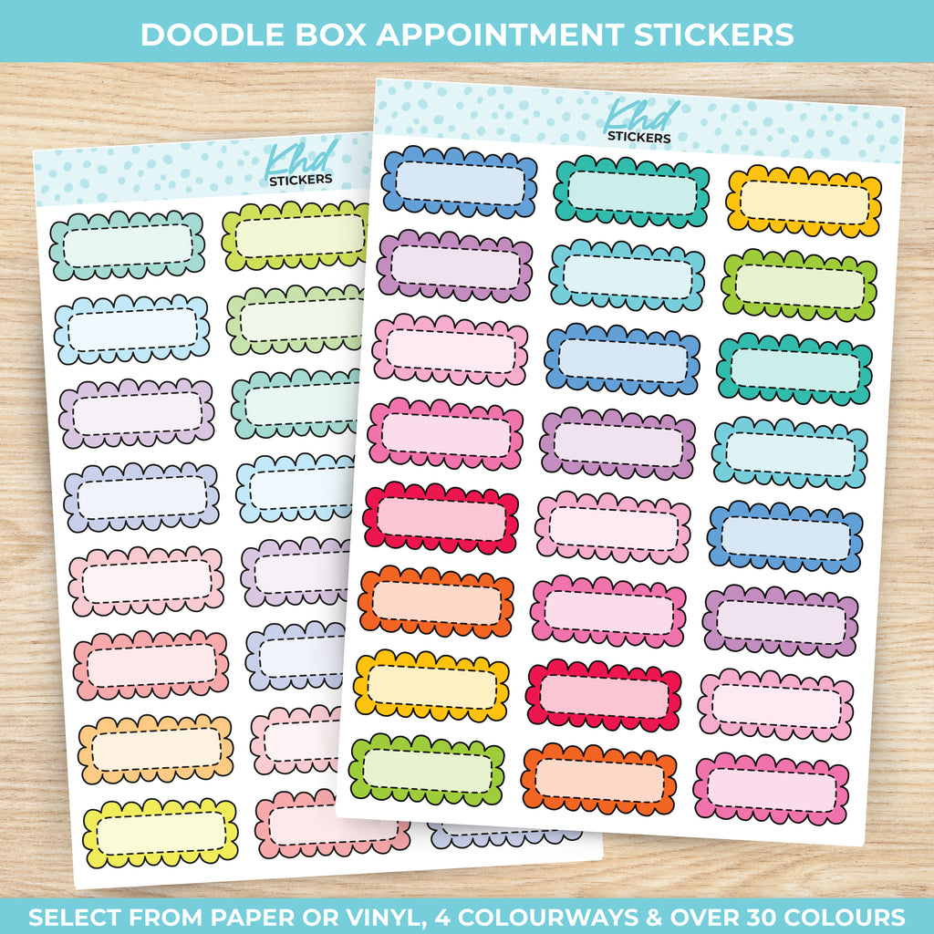 Doodle Box Appointment Stickers Vinyl - Removable