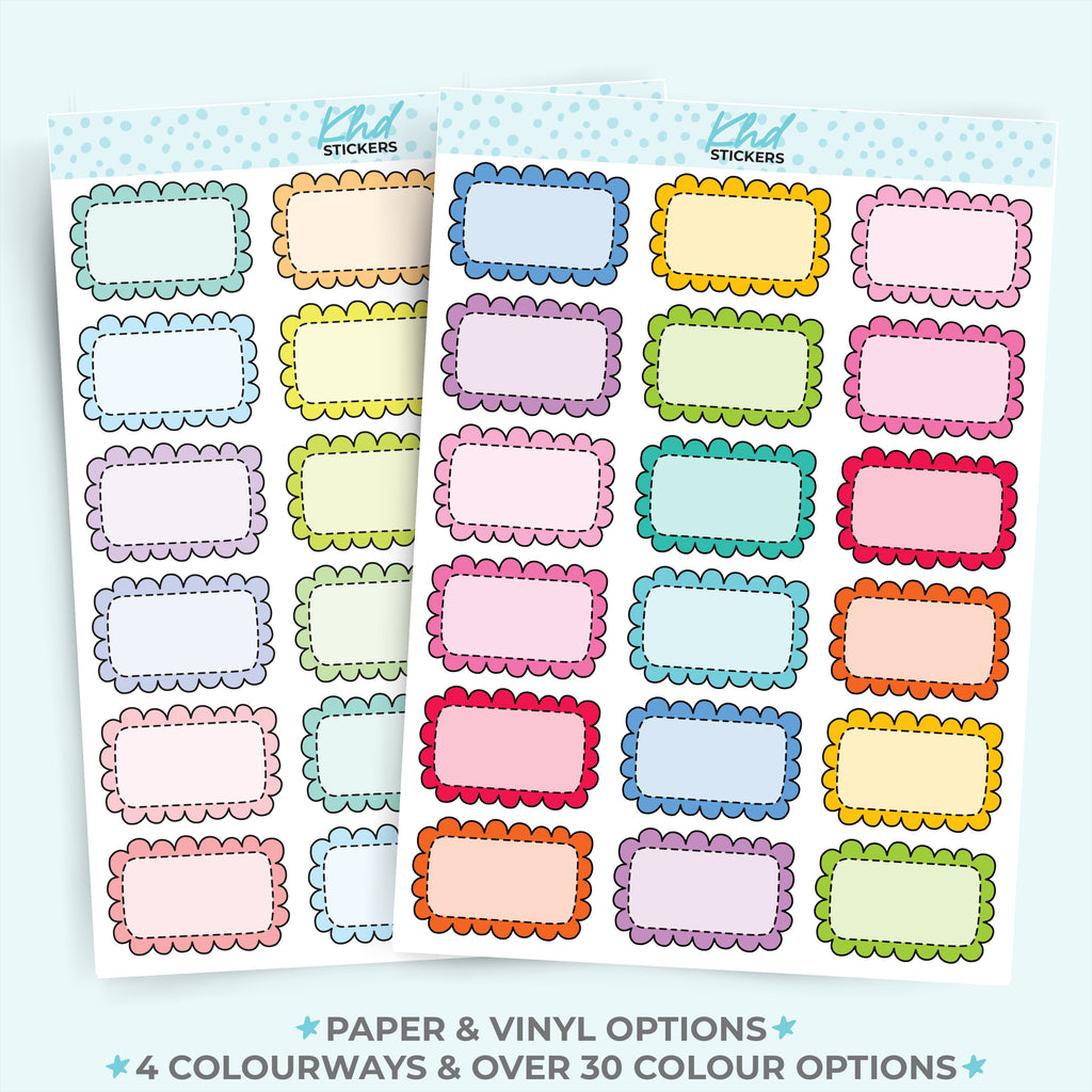 Doodle Box Rectangle Appointment Stickers Vinyl - Removable / Wine