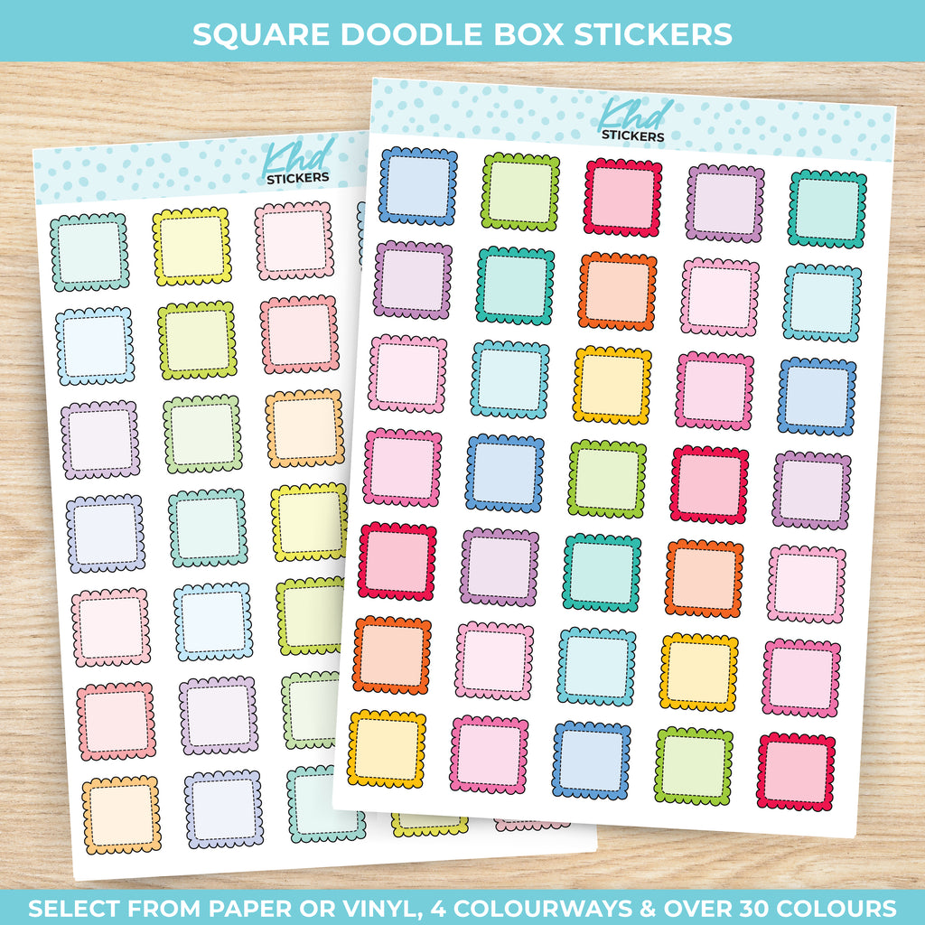 Square Doodle Box Appointment Stickers Vinyl - Removable