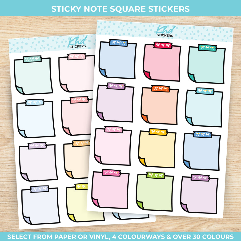 Sticky Note Squares Appointment Stickers Vinyl - Removable