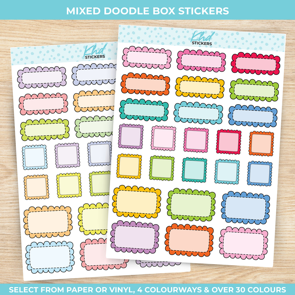 Mixed Doodle Box Appointment Stickers Vinyl - Removable