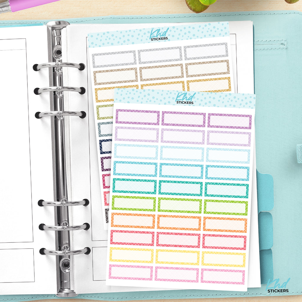 Appointment Quarter Box Planner Stickers with cross hatch pattern Vinyl - Removable