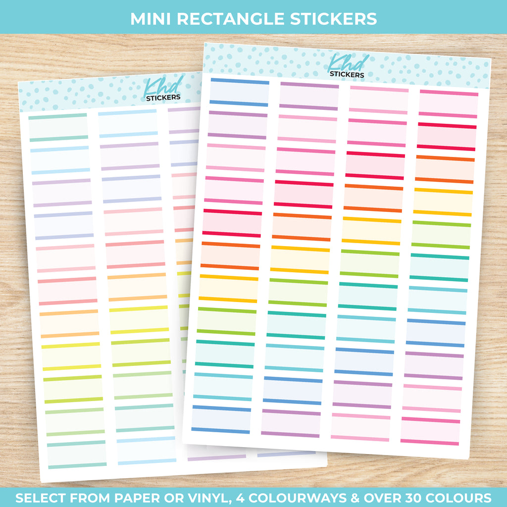 Mini Rectangle Stickers Vinyl - Removable