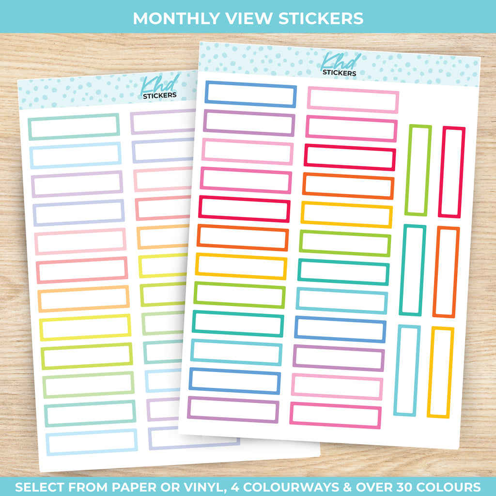 Monthly View Planner Stickers Vinyl - Removable