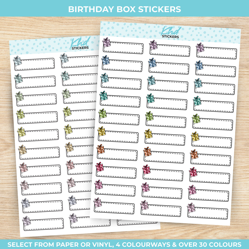 Birthday Boxes Stickers Vinyl - Removable