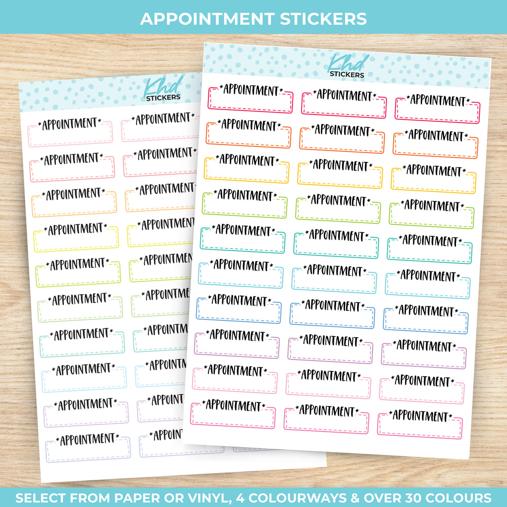 Appointment Boxes Stickers Vinyl - Removable