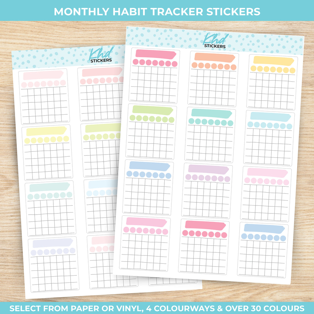 Monthly Trackers Planner Stickers Vinyl - Removable