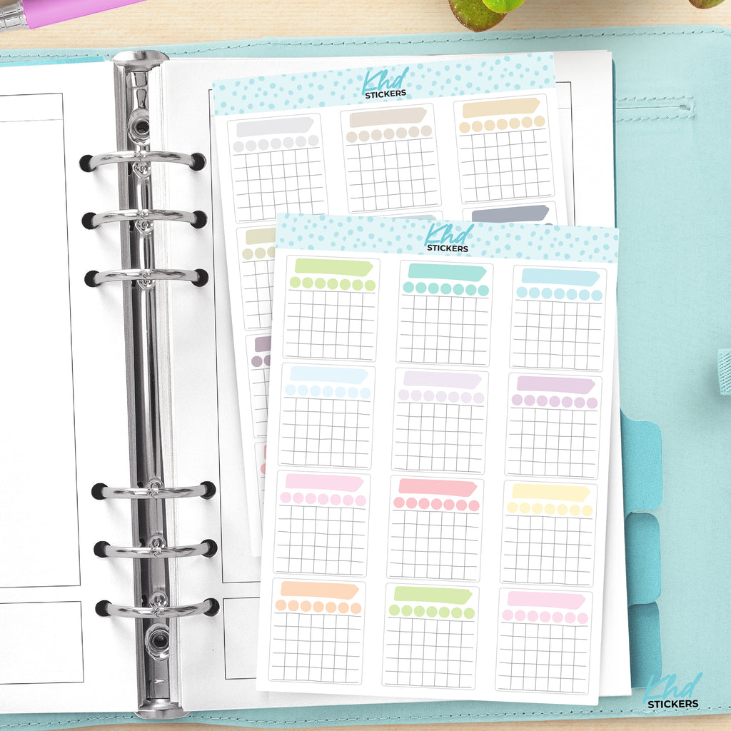 Monthly Trackers Planner Stickers Vinyl - Removable