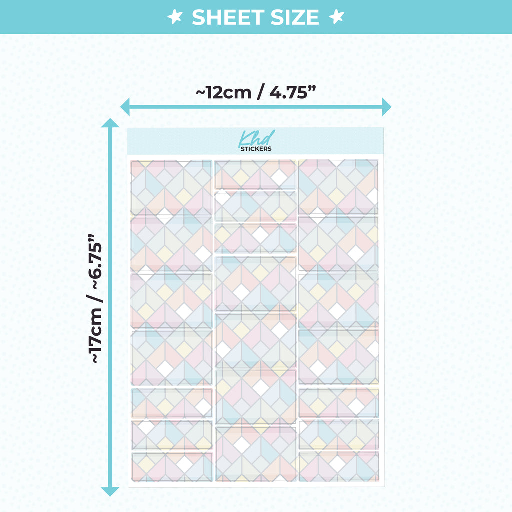 Pastel Patterned Half Boxes and Quarter Box Functional Stickers Vinyl - Removable