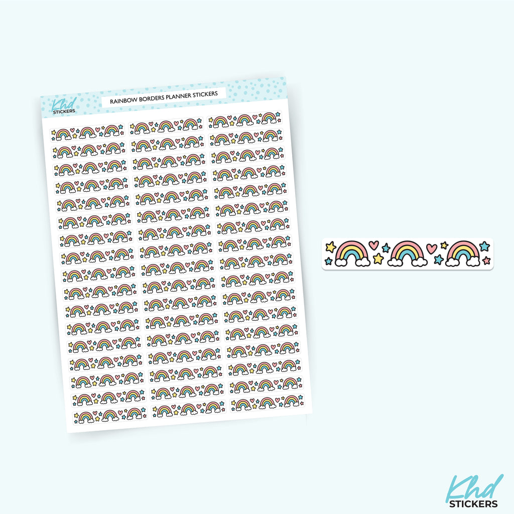 Rainbow Border Stickers - Fun and Bright Decorative Divider Strips for Planners