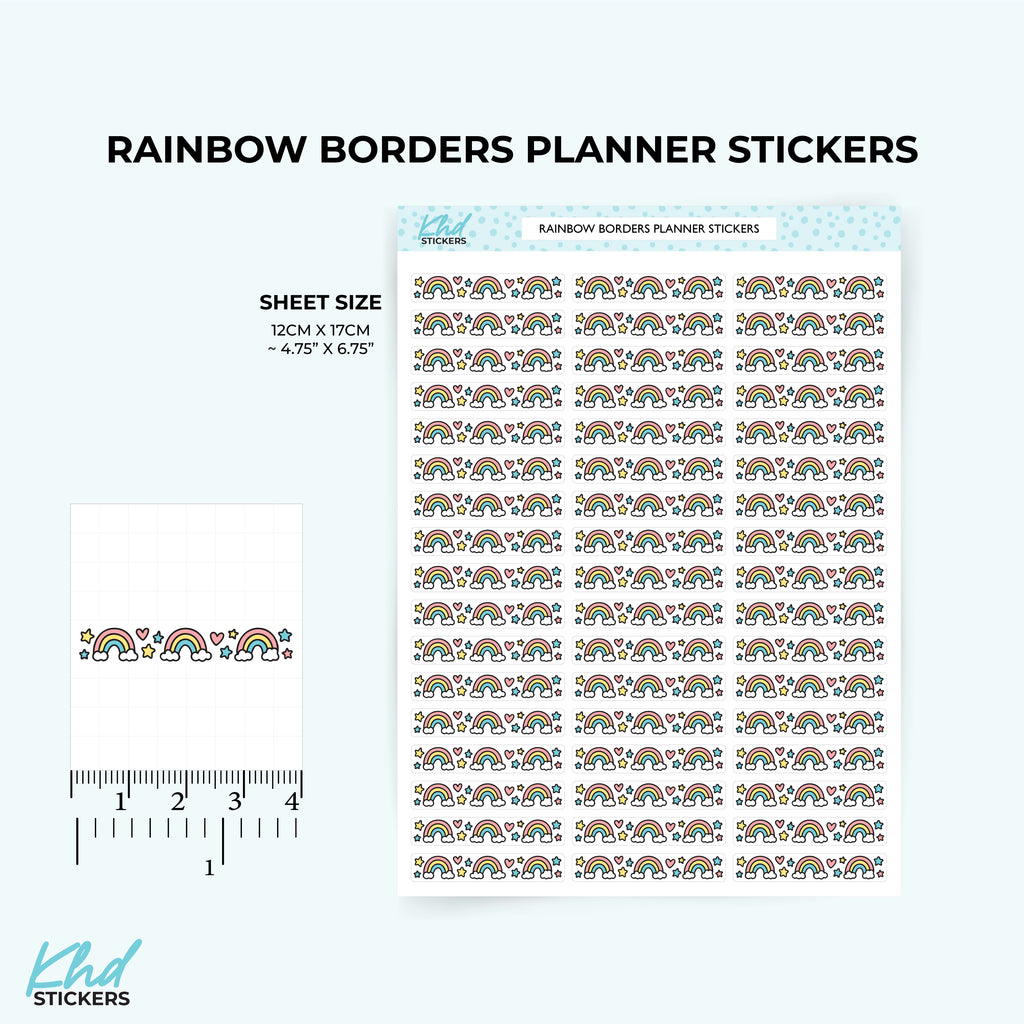 Rainbow Border Stickers - Fun and Bright Decorative Divider Strips for Planners