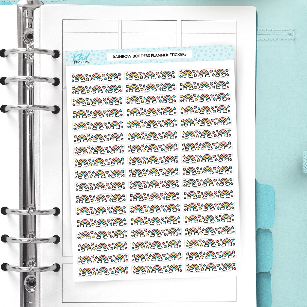 Rainbow Border Stickers - Fun and Bright Decorative Divider Strips for Planners