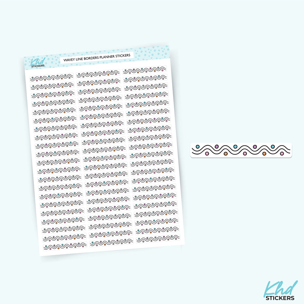 Wavey Line Border Stickers - Fun and Bright Decorative Divider Strips for Planners