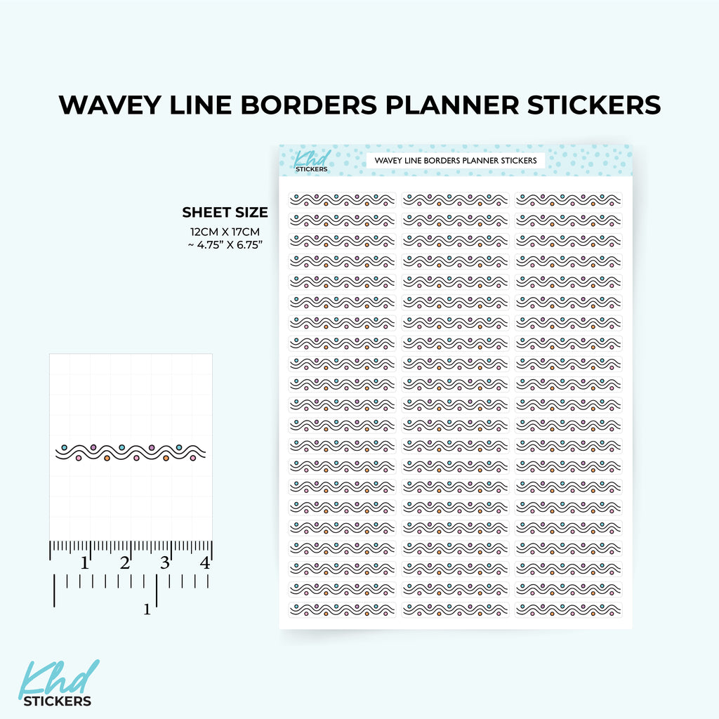 Wavey Line Border Stickers - Fun and Bright Decorative Divider Strips for Planners
