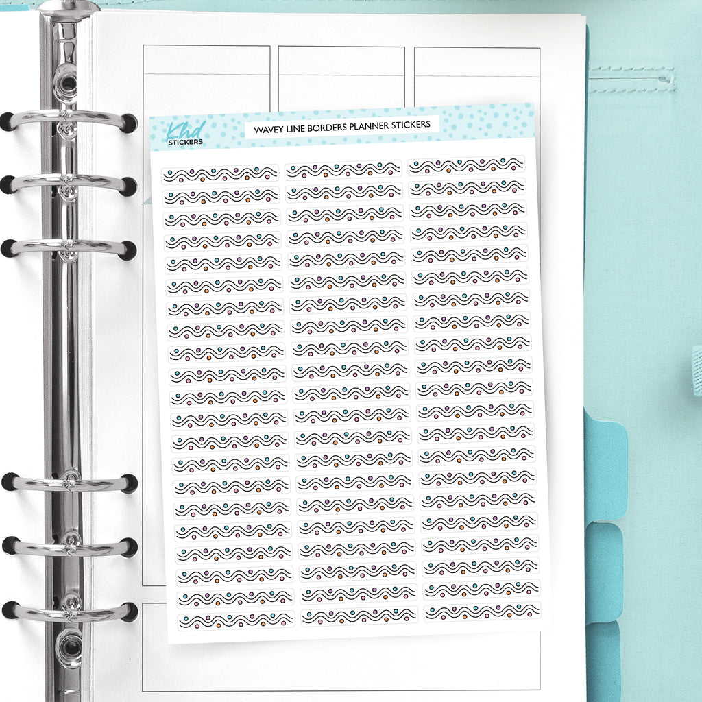 Wavey Line Border Stickers - Fun and Bright Decorative Divider Strips for Planners