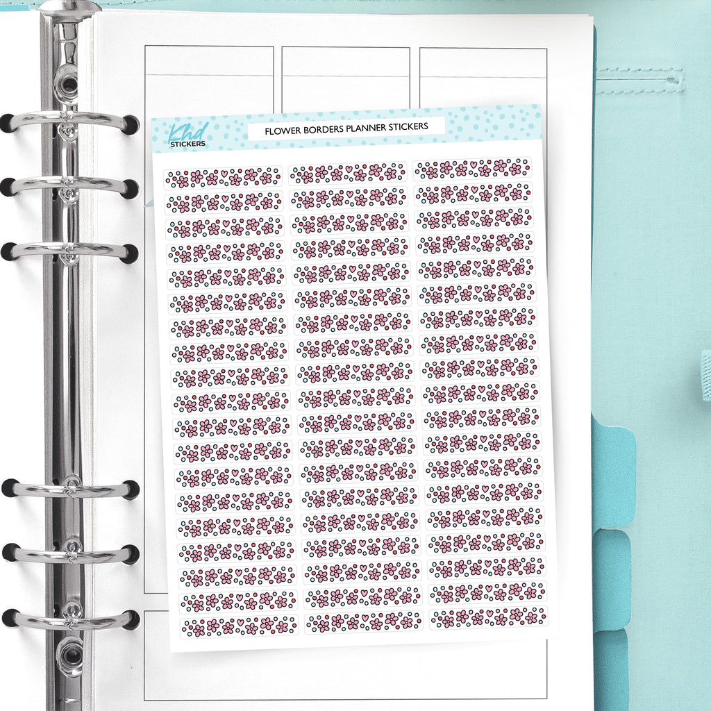 Cute Flowers Border Stickers - Fun and Bright Decorative Divider Strips for Planners