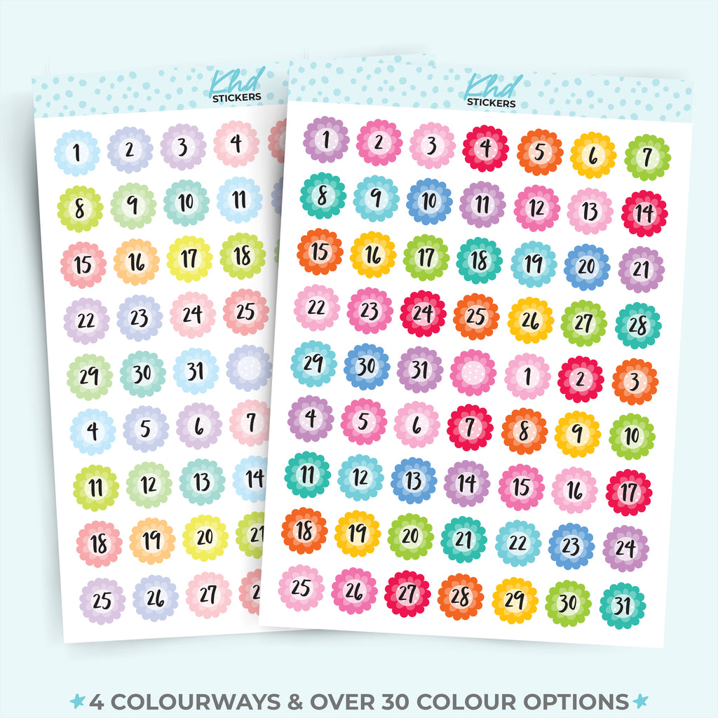 Flower Date Dots and Date Covers Planner Stickers