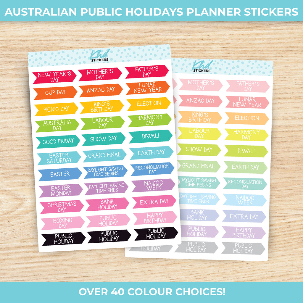 Australian Public Holidays Stickers