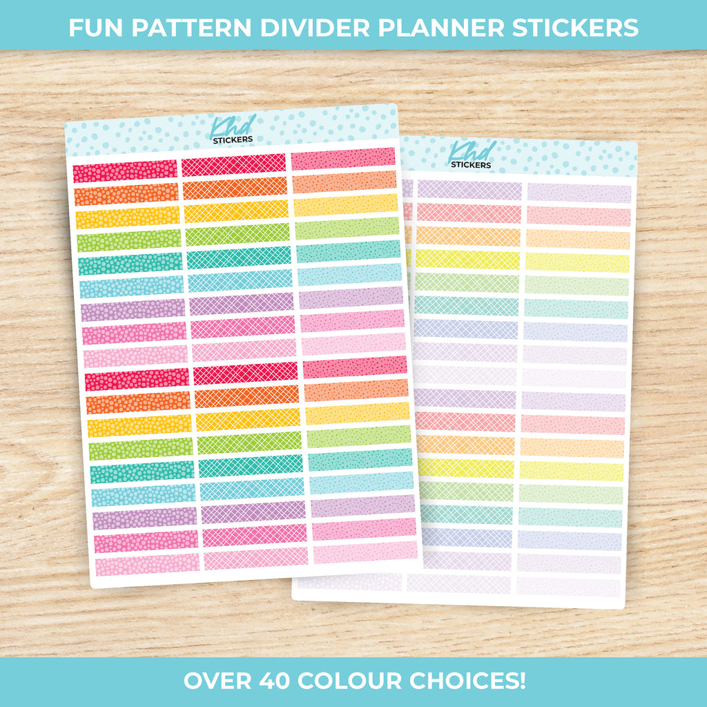 Divider Stickers - Fun Patterns Borders and Dividers for 1.5" 38mm planner columns Wine