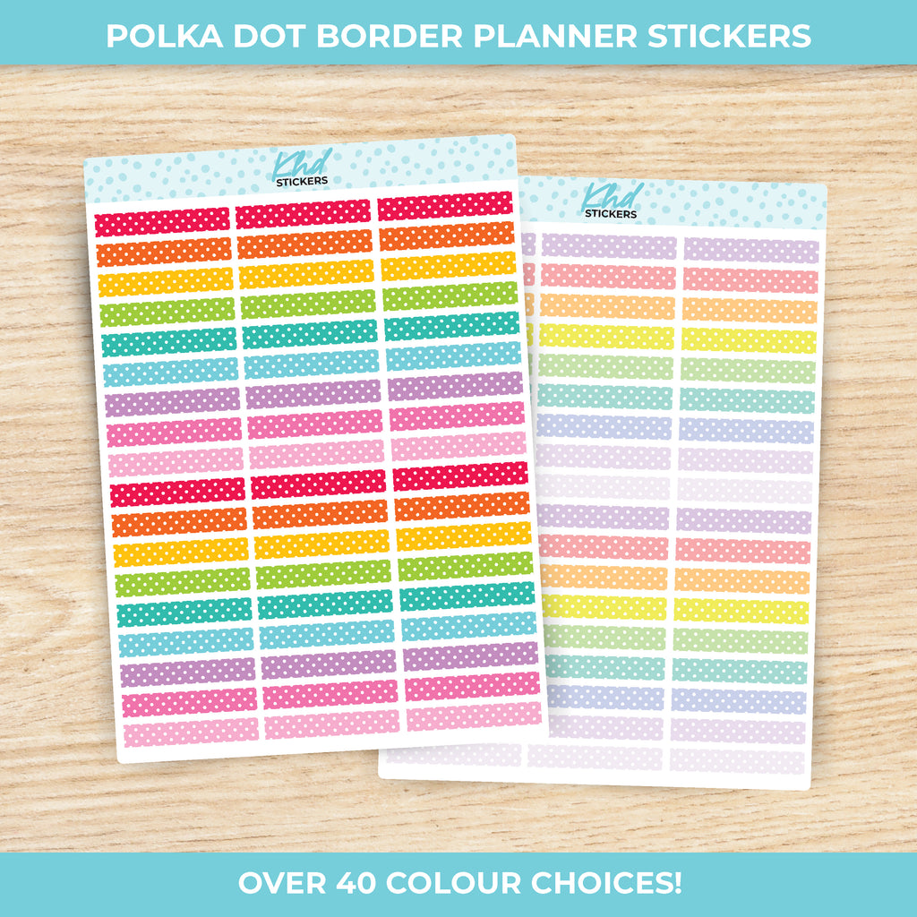 Divider Stickers - Polka Dot Borders and Dividers for 1.5" 38mm planner columns Wine