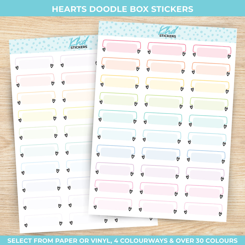 Cute Hearts Doodle Appointment Stickers Vinyl - Removable