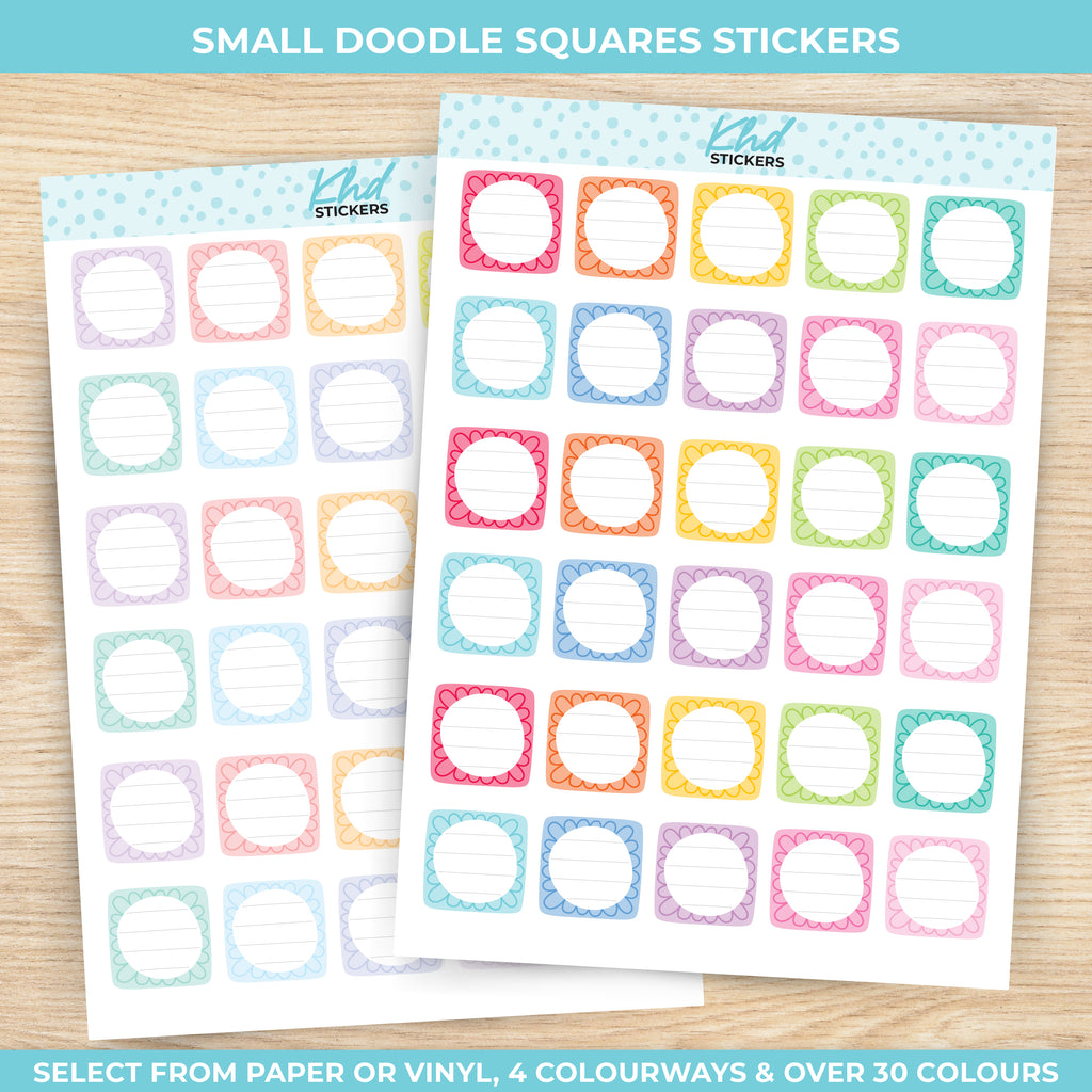 Small Doodle Squares Appointment Stickers Vinyl - Removable