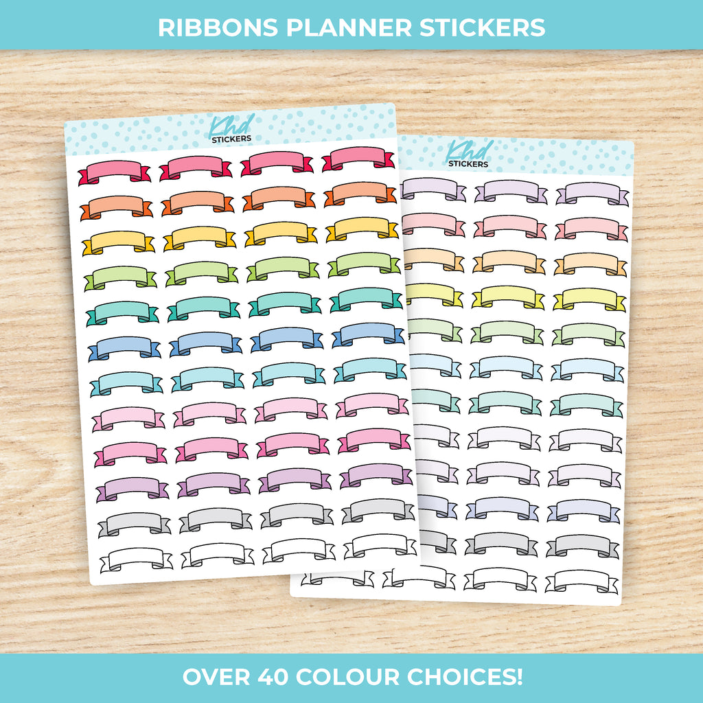 Ribbon Banner Planner Stickers Vinyl - Removable / Wine