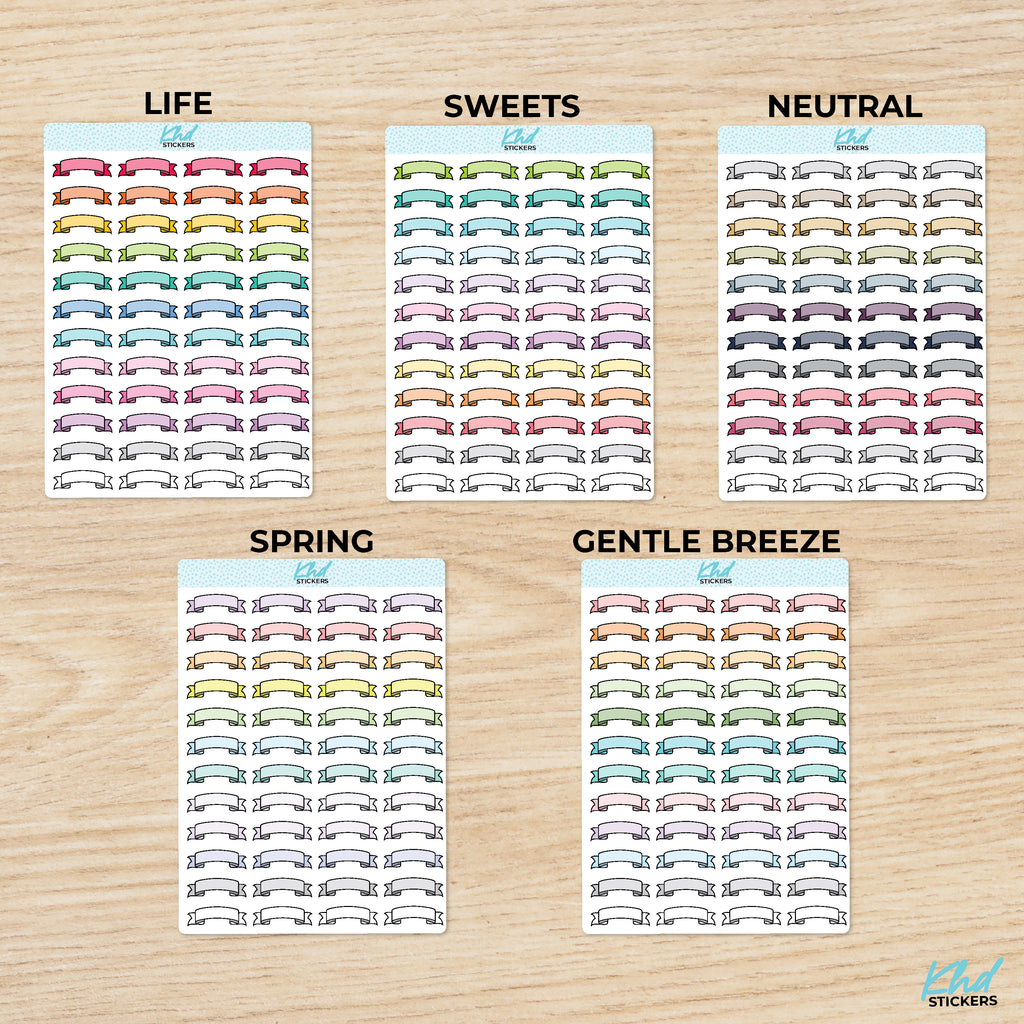 Ribbon Banner Planner Stickers Vinyl - Removable / Wine